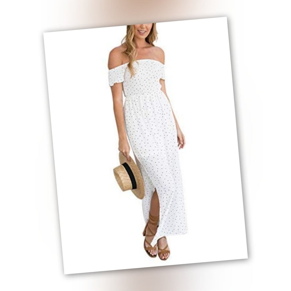 Boho Off Shoulder Long Split Maxi - Picture 2 of 8